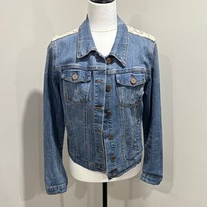 Romeo & Juliet Couture Blue Jean Jacket with White Accents